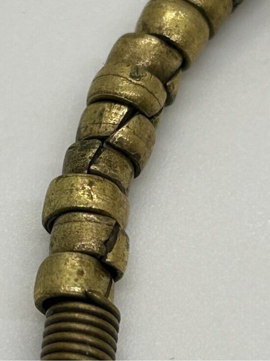 Vintage Bloodstone Jasper Pendant Necklace Green Ethnic Brass Beads Tribal - Picture 15 of 15